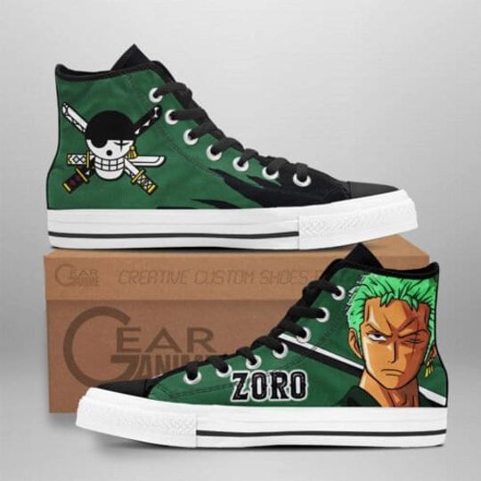 Discover Zoro High Top Shoes One Piece Red Anime Sneakers