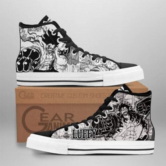 Discover Luffy Gear 4 High Top Shoes One Piece Manga Sneakers