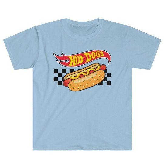 Discover Hot Dogs - Racing Tee Funny Food Shirt Parody Satire - Gag Gift Costco Hot Dogs T-Shirt