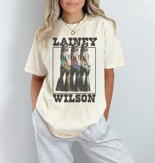 Discover Wilson Vintage 90s Country With A Flare Tour 2023 Shirt, Lainey Wilson Trippy Peach Tour 2023