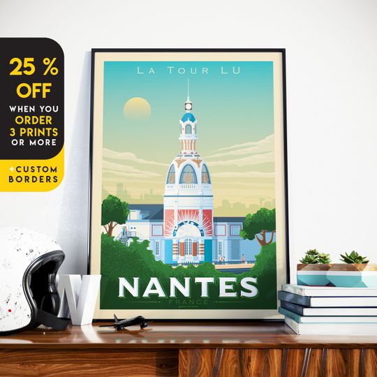 Discover Nantes France Travel Print Wall Art