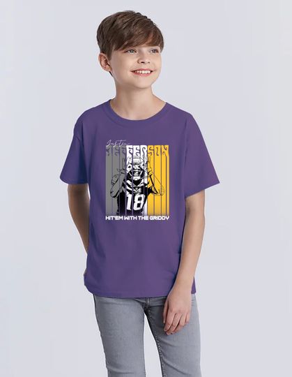 Discover Justin Jefferson Kids Shirt Justin Jefferson Youth football Graphic Tee