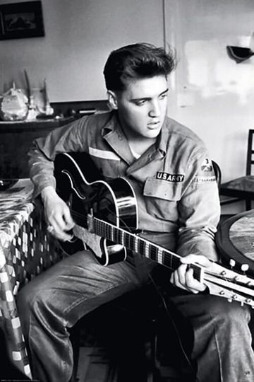Discover Elvis Presley Guitar B&W Vintage Poster