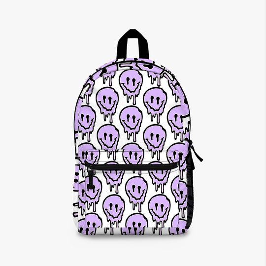 Discover Lilac Drippy Smiley Face Backpack