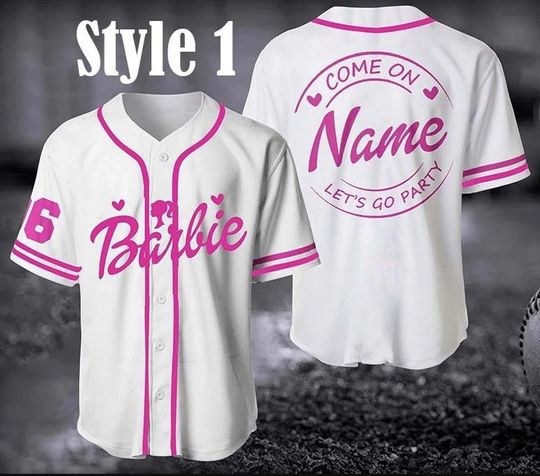 Discover Barbie Movie Baseball Jersey Shirt, Custom Baseball Jersey Shirt, Come On Let's Go Party Shirt