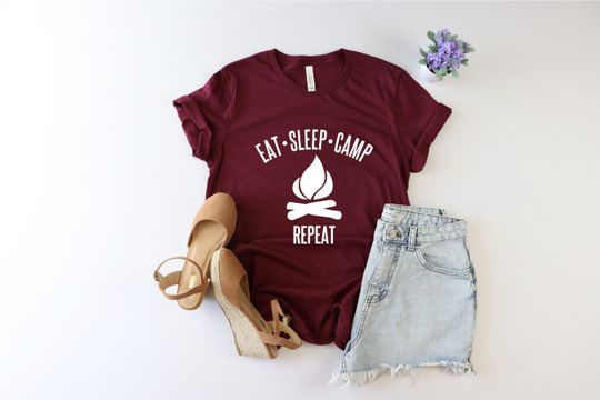 Discover Eat Sleep Camp Repeat Shirt, Campfire TShirt, Adventure Awaits Shirt