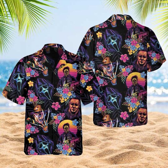 Discover Horror Movie Hawaiian Shirt, Scary Character Beach Hawaiian Shirts