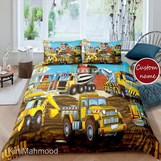 Discover Construction Trucks Bedding Set, Excavator Bedding Set