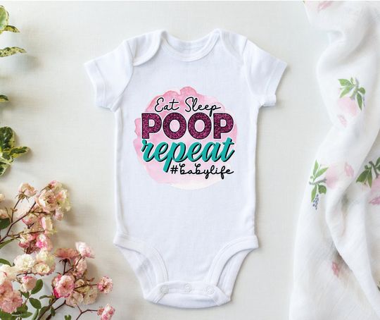 Discover Funny Eat Sleep Poop Repeat Baby Onesie