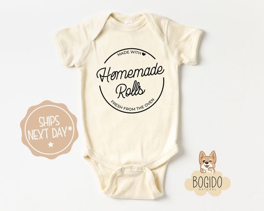Discover Homemade Rolls Onesie, Cute Baby Bodysuit, Cute Thanksgiving Natural Baby Onesie
