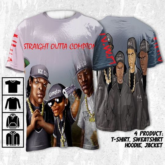 Discover NWA Straight Outta Comption Cartoon 3D Tshirt, Gift For Fan