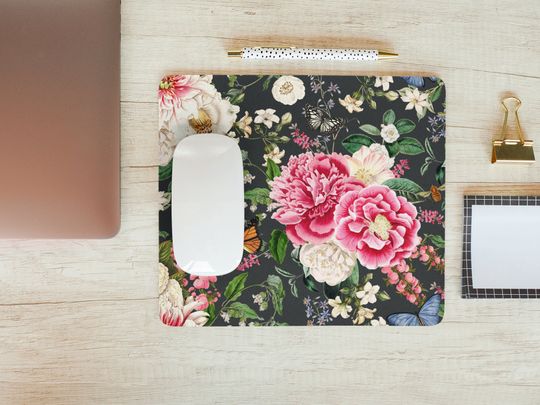 Discover Mouse pad Peonies Mousepad Vintage Butterflies