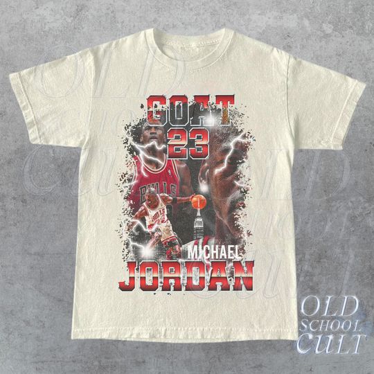 Discover Vintage 90s Basketball Graphic T-Shirt, Michael Jordan Goat Tee