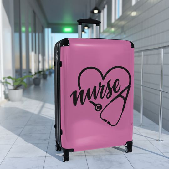Discover Traveling Nurse Suitcase Gift for Her, Stethoscope Icon Travel Bag, Nurse Carry-On Suitcase