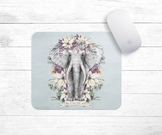Discover Live Free Elephant Painting Mouse Pad  Boho Elephant Mouse Pad