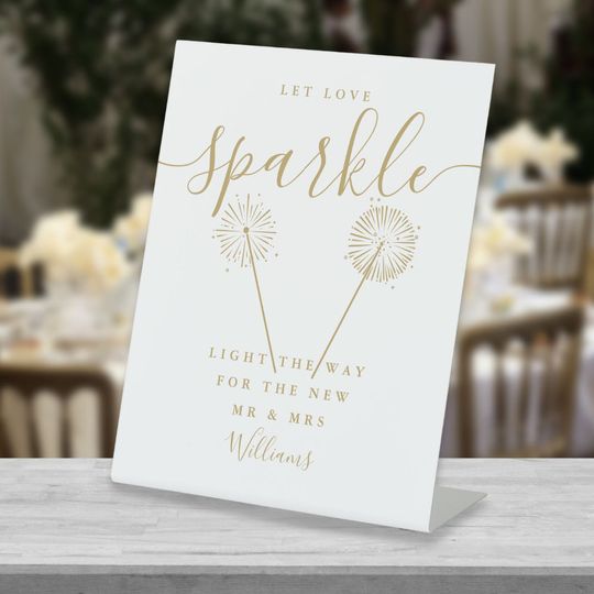 Discover Let Love Sparkle Wedding Gold Signature Script Pedestal Sign