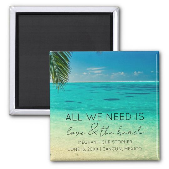 Discover Love and The Beach Wedding Favor  Magnet
