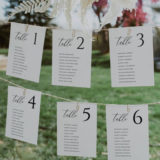 Discover Modern Minimal Wedding Table Seating Chart Cards