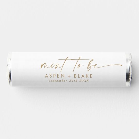 Discover Modern Gold Script Mint to Be Wedding Favors