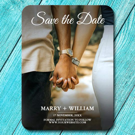 Discover Minimalist Trendy Replace Photo Save The Date Card Magnet