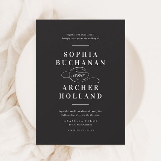 Discover Elegant Calligraphy Black and White Wedding  Invitation