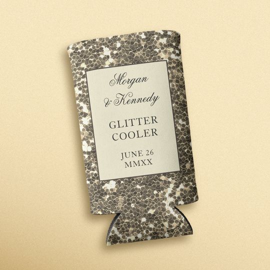 Discover Faux Gold Glitter Wedding Party Seltzer Can Cooler