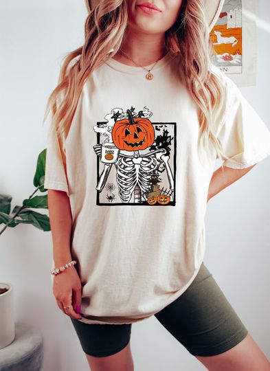 Discover Pumpkin Spice Shirt, Happy Halloween Shirt, It's Fall Y'all Tee, Fall Shirts, Skeleton Shirts