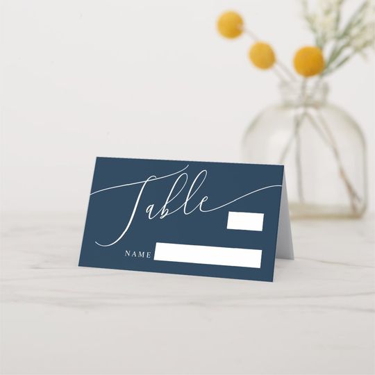 Discover Pack of 25 Cards Navy Blue Minimal Wedding Table Number Place Card
