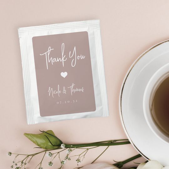 Discover Rose Taupe | Personalized Wedding Favor Tea Bag Drink Mix