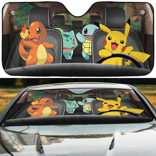 Discover Pika Car Sun Shade - Pokemon Anime Theme