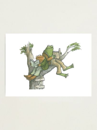 Discover Frog and Toad reading in tree | Photographic Print