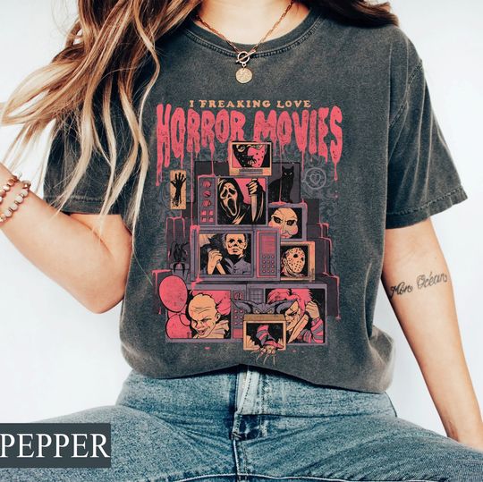 Discover Horror Movies  Tee, Horror Movie Fan Gift, Vintage 90s Halloween Movies