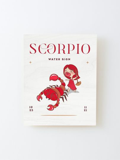 Discover Cute Scorpio Zodiac Water Sign Kawaii Astrology Funny Horoscope Art Poster Notebook Journal Card | Mounted Print