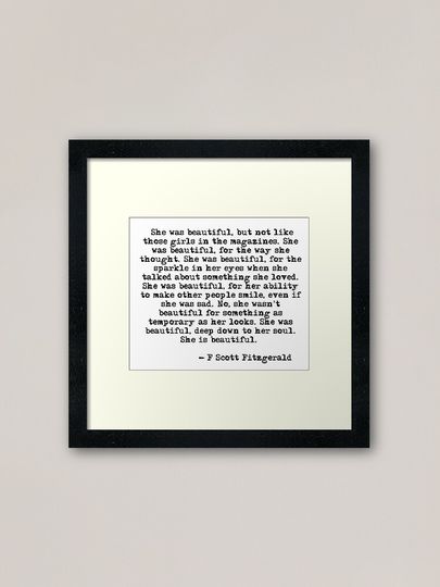 Discover She was beautiful - F Scott Fitzgerald | Framed Art Print