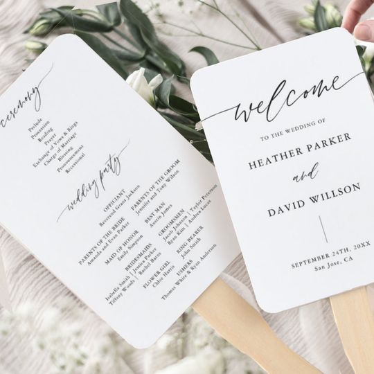 Discover Elegant Calligraphy Wedding Ceremony Program Hand Fan