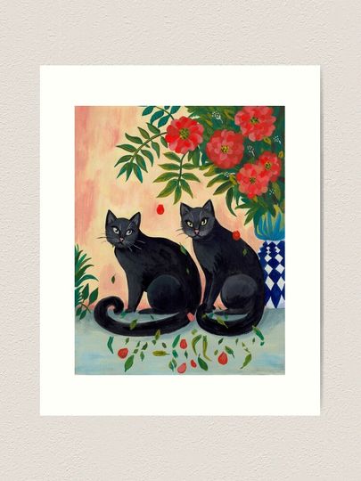 Discover Two black cats | Art Print