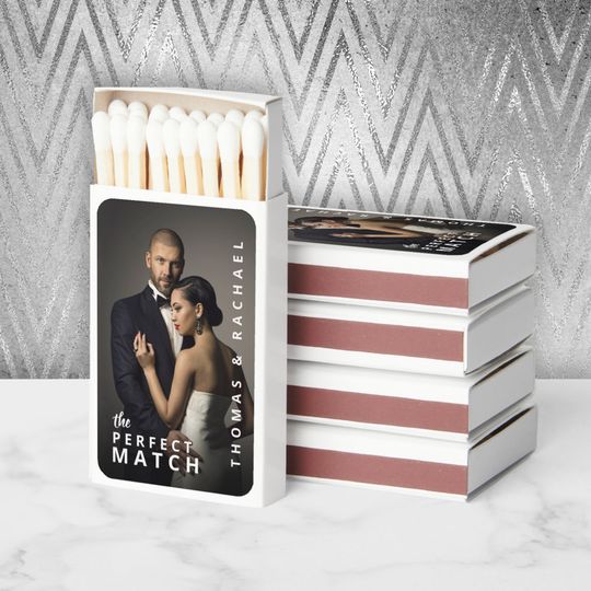 Discover Custom Elegant Photo Wedding or Engagement  Matchboxes