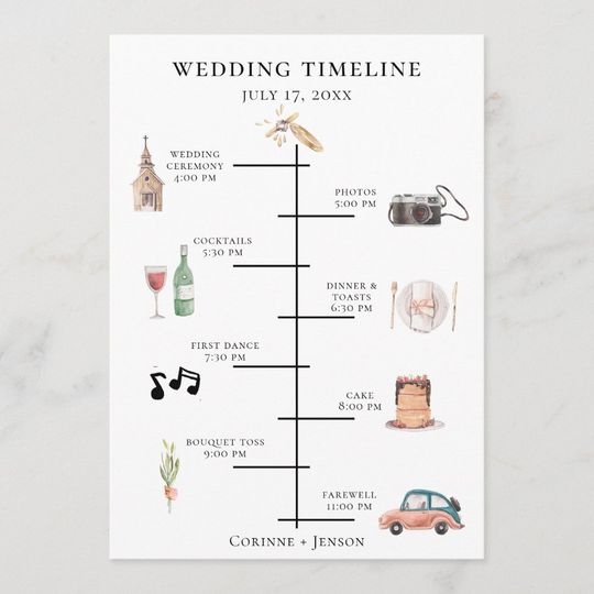 Discover Rustic Watercolor Wedding Timeline Program