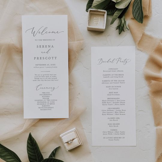 Discover Delicate Silver Calligraphy Wedding Program