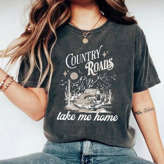 Discover Country Roads Take Me Home Shirt, John Denver Tee, Country Concert Shirt