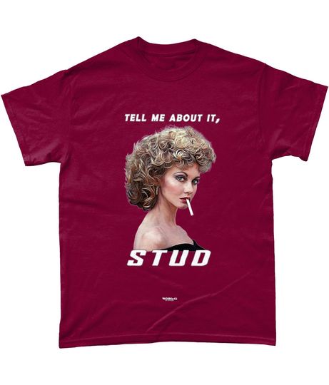 Discover GREASE! Olivia Newton-John shirt "tell me about it, stud" from the hit movie Grease