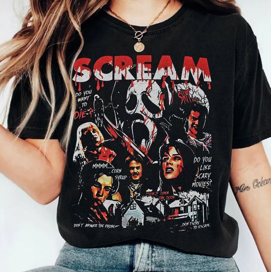 Discover Scream Vintage Halloween Shirt, Halloween Shirt, Ghostface Shirts