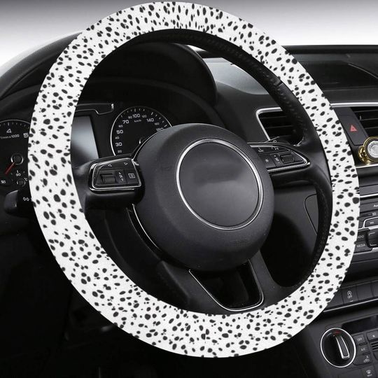 Discover Dalmatian Print Premium Steering Wheel Cover with Anti-Slip Insert Technology
