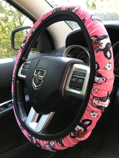 Discover Cows on Pink Pattern Steering Wheel Cover