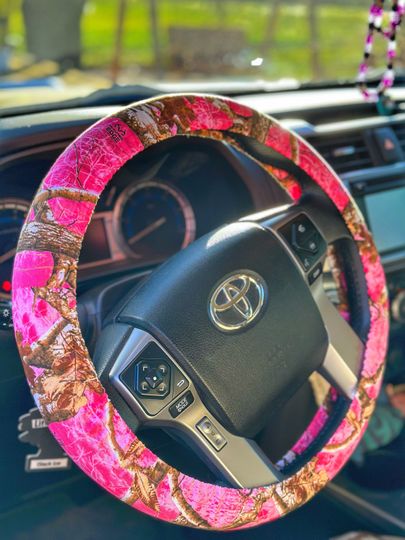 Discover Pink Camo Non Slip Steering Wheel Cover