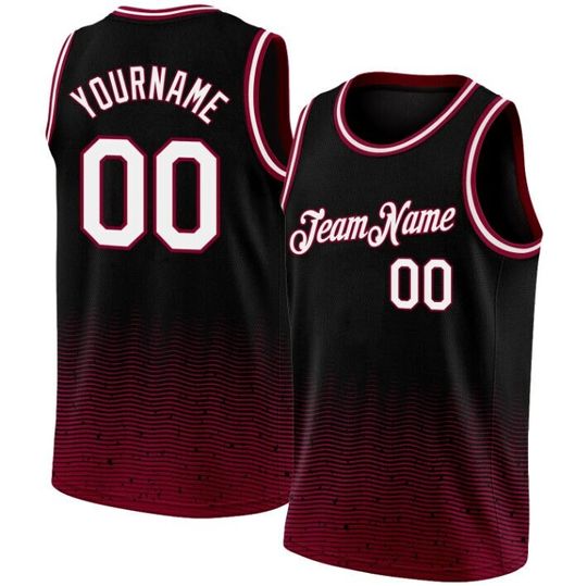 Discover Custom Basketball Jersey Team Name & Number, Custom Black White-Maroon Fade Fashion, Jersey for Fan Lovers Players