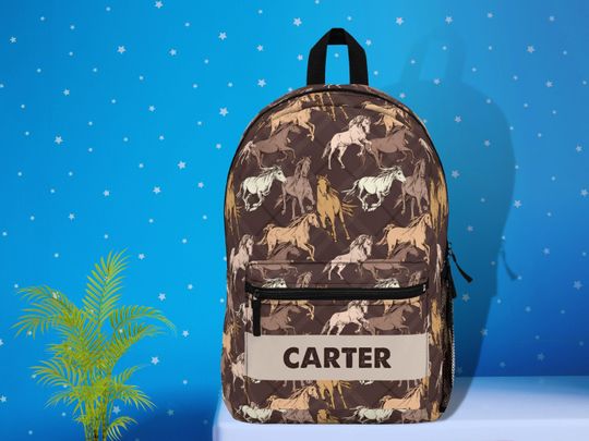 Discover Brown Personalized Horse Backpack, Equestrian Backpack