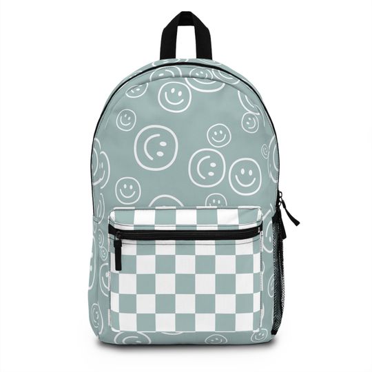 Discover Blue Smiley Face & Checkered Backpack