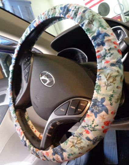 Discover Fish and Turtles Fabric Steering Wheel Cover Seatbelt Cover