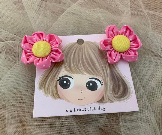 Discover Pink Floral Hair Tie, Hair Accessories For Girl, Gift For Baby Girl